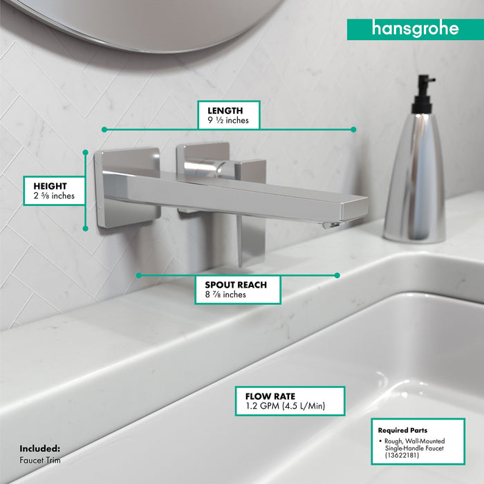 hansgrohe Metropol Wall-Mounted Single-Handle Faucet Trim with Lever Handle, 1.2 GPM, chrome - view 4