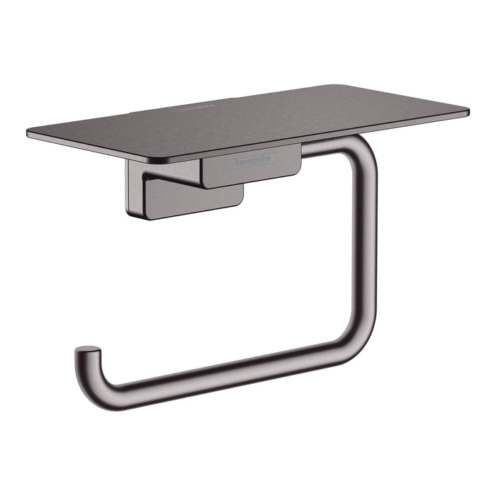 hansgrohe AddStoris Toilet Paper Holder with Shelf, brushed black chrome