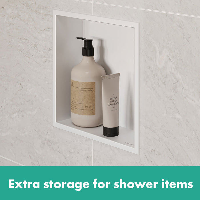 hansgrohe XtraStoris Original Wall Niche with Integrated Frame 12"x 12"x 4", matte white - view 4