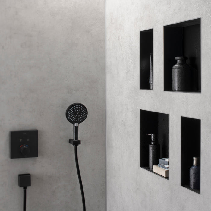 hansgrohe XtraStoris Minimalistic Wall Niche with Open Frame 12"x 6"x 4", matte black - view 6