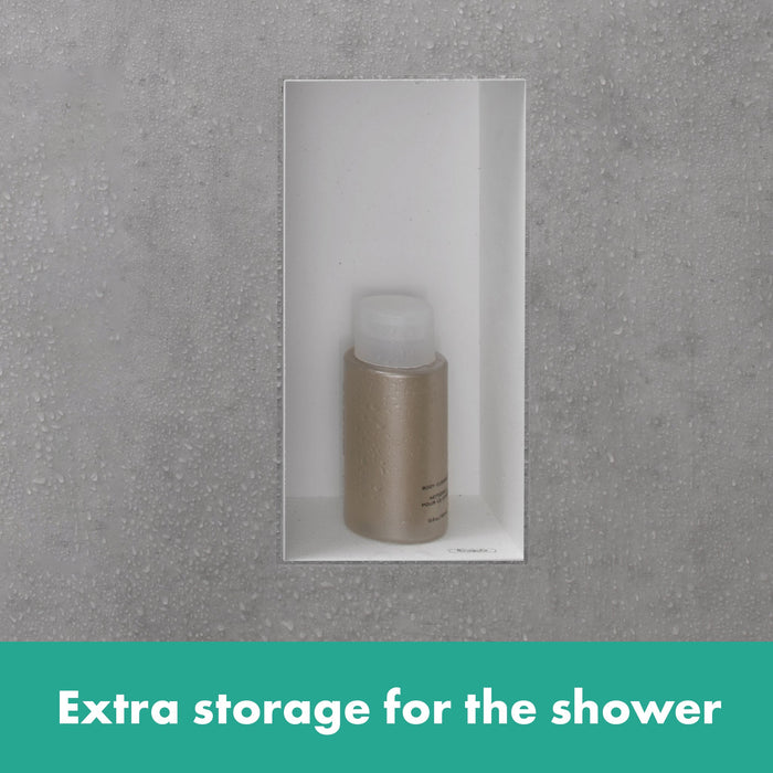 hansgrohe XtraStoris Minimalistic Wall Niche with Open Frame 12"x 6"x 4", matte white - view 4