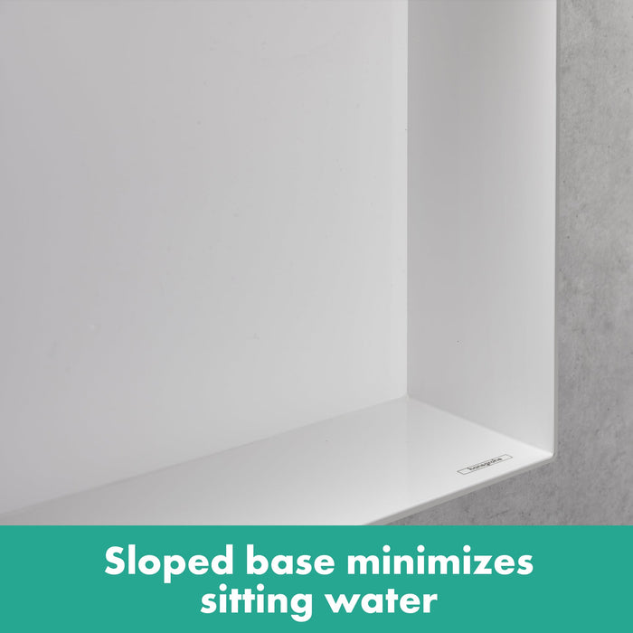 hansgrohe XtraStoris Minimalistic Wall Niche with Open Frame 12"x 12"x 4", matte white - view 5