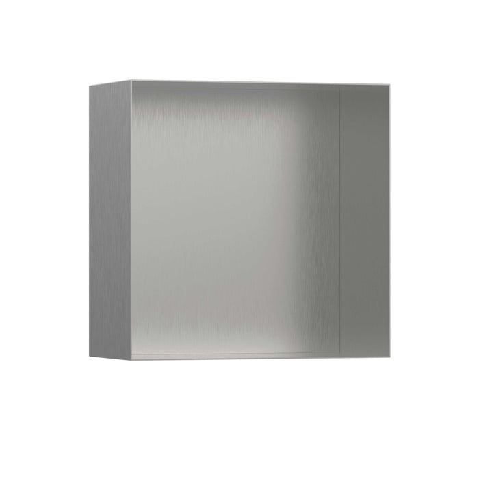 hansgrohe XtraStoris Minimalistic Wall Niche with Open Frame 12"x 12"x 5.5", brushed stainless steel
