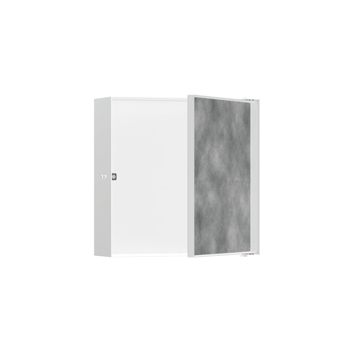 hansgrohe XtraStoris Rock Wall Niche with Tileable Door 12"x 12"x 4", matte white