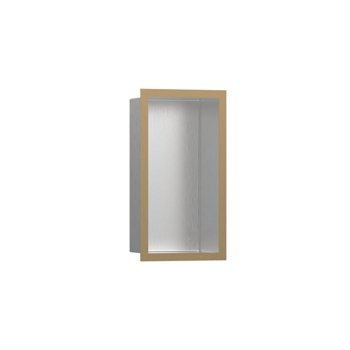 hansgrohe XtraStoris Individual Wall Niche Brushed Stainless Steel with Design Frame 12"x 6"x 4", brushed bronze