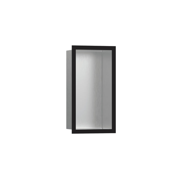 hansgrohe XtraStoris Individual Wall Niche Brushed Stainless Steel with Design Frame 12"x 6"x 4", matte black