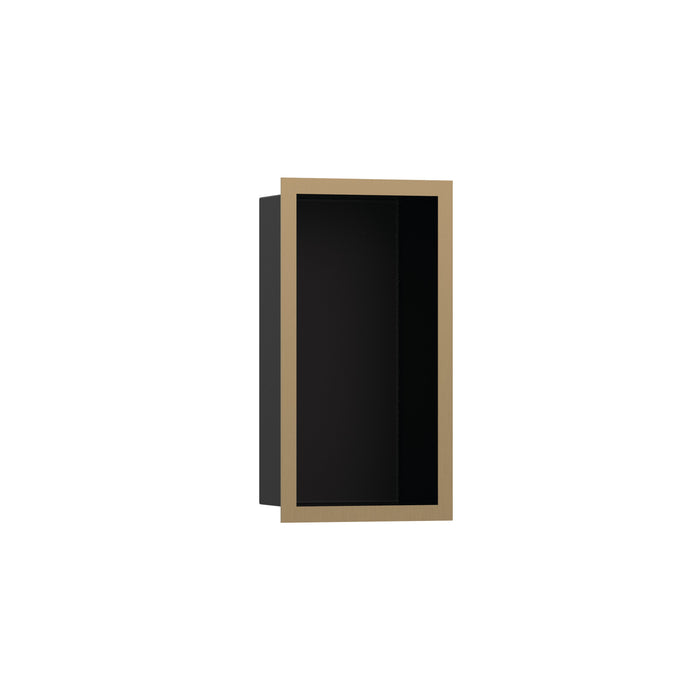 hansgrohe XtraStoris Individual Wall Niche Matte Black with Design Frame 12"x 6"x 4", brushed bronze