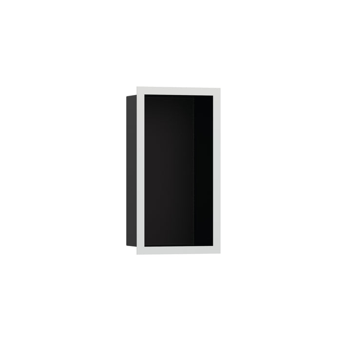 hansgrohe XtraStoris Individual Wall Niche Matte Black with Design Frame 12"x 6"x 4", matte white