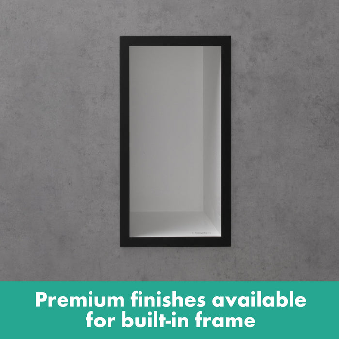 hansgrohe XtraStoris Individual Wall Niche Matte White with Design Frame 12"x 6"x 4", brushed black chrome - view 5