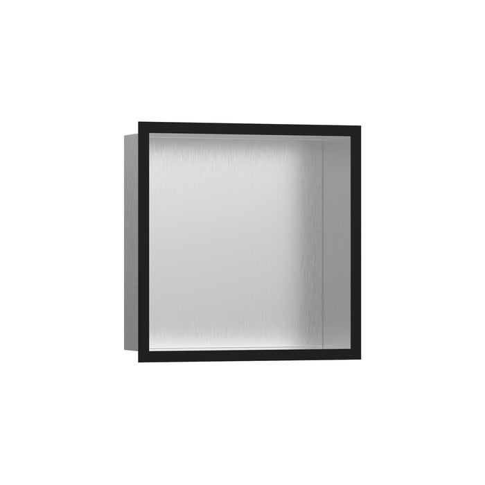 hansgrohe XtraStoris Individual Wall Niche Brushed Stainless Steel with Design Frame 12"x 12"x 4", matte black