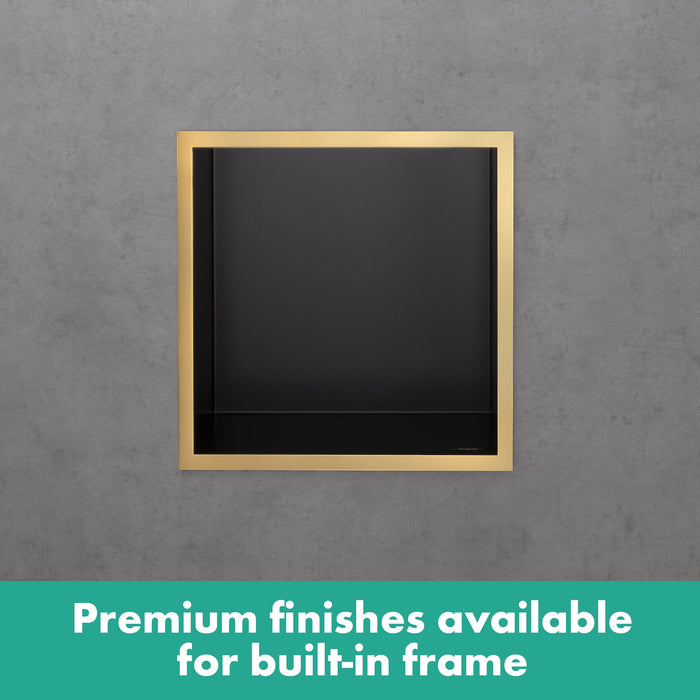 hansgrohe XtraStoris Individual Wall Niche Brushed Stainless Steel with Design Frame 12"x 12"x 4", matte black - view 5