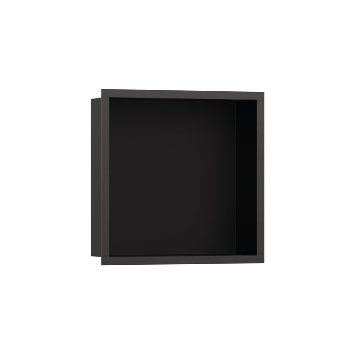 hansgrohe XtraStoris Individual Wall Niche Matte Black with Design Frame 12"x 12"x 4", brushed black chrome