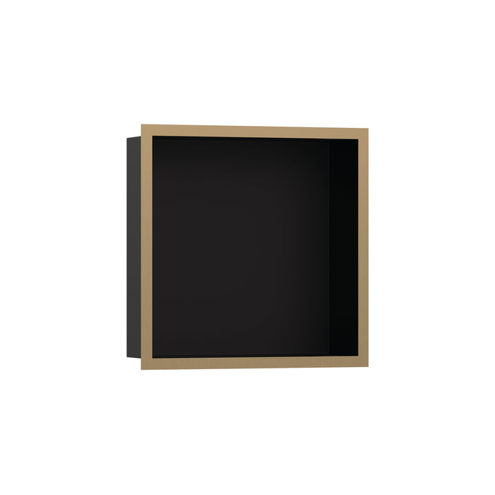 hansgrohe XtraStoris Individual Wall Niche Matte Black with Design Frame 12"x 12"x 4", brushed bronze