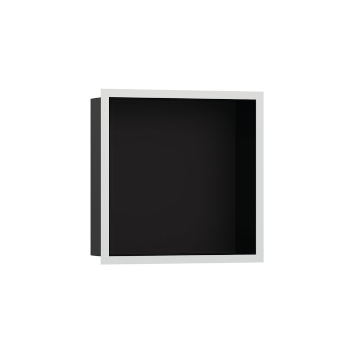 hansgrohe XtraStoris Individual Wall Niche Matte Black with Design Frame 12"x 12"x 4", matte white