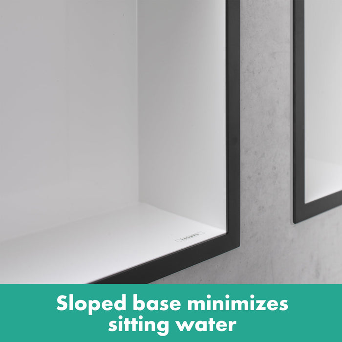 hansgrohe XtraStoris Individual Wall Niche Matte White with Design Frame 12"x 12"x 4", brushed bronze - view 3
