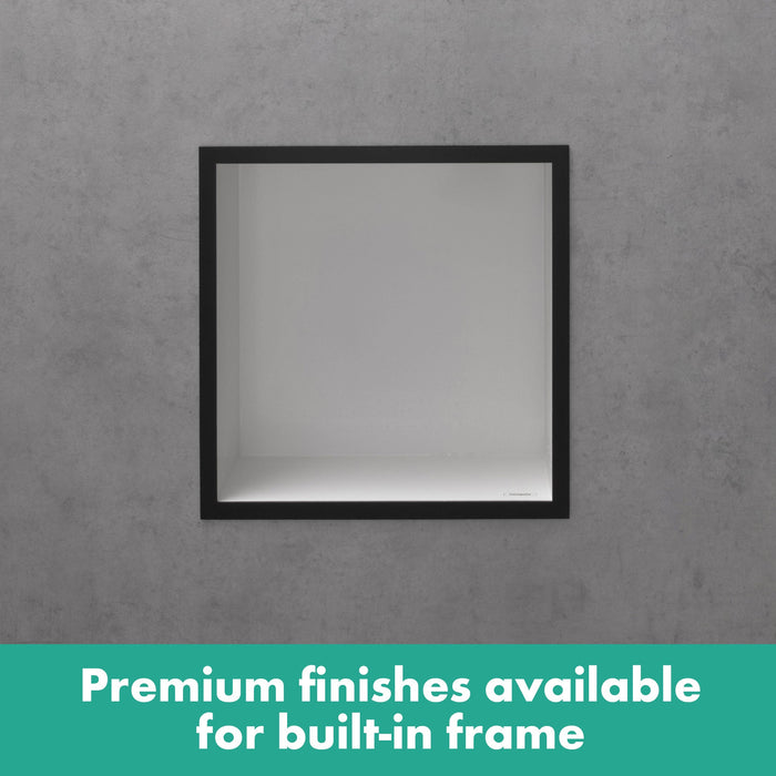 hansgrohe XtraStoris Individual Wall Niche Matte White with Design Frame 12"x 12"x 4", matte black - view 5