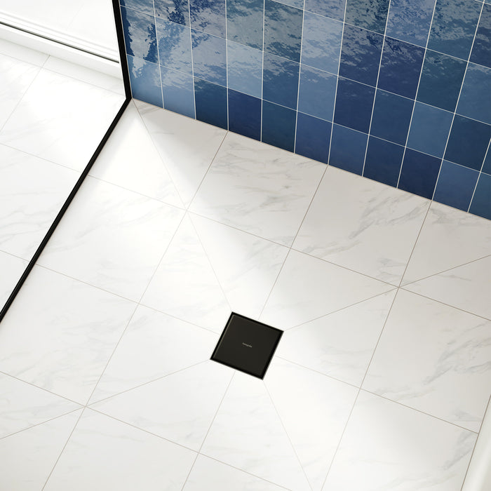 hansgrohe RainDrain Brilliance Point Drain Set 4"x 4" Trim Tileable Rear Cover and Rough, matte black - view 2