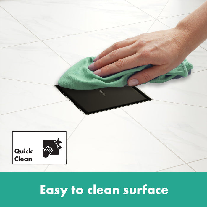 hansgrohe RainDrain Brilliance Point Drain Set 4"x 4" Trim Tileable Rear Cover and Rough, matte black - view 6