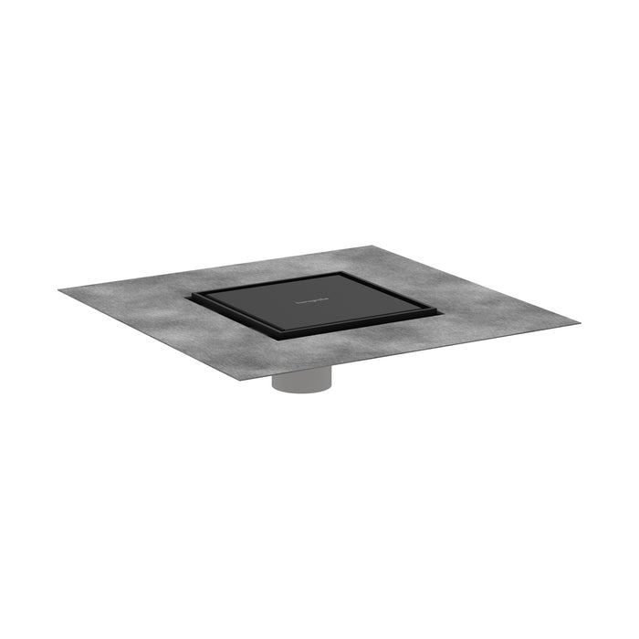 hansgrohe RainDrain Brilliance Point Drain Set 6"x 6" Trim Tileable Rear Cover and Rough, matte black