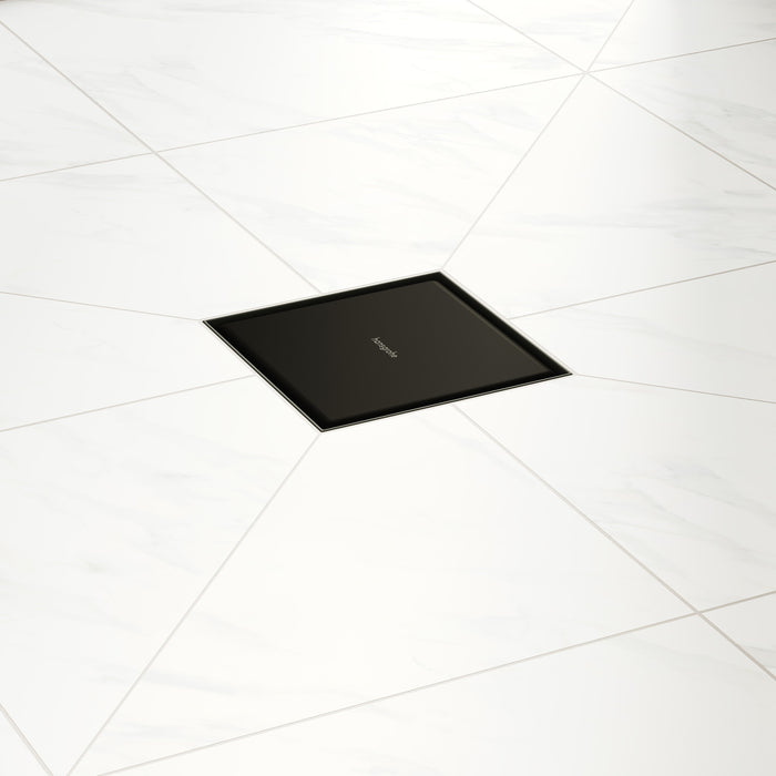 hansgrohe RainDrain Brilliance Point Drain Set 6"x 6" Trim Tileable Rear Cover and Rough, matte black - view 5