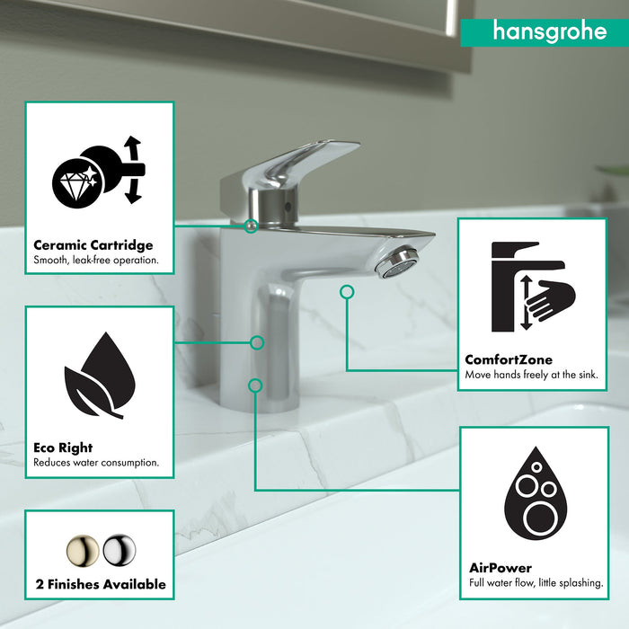 hansgrohe Logis Single-Hole Faucet 100 with Pop-Up Drain, 1.2 GPM, chrome - view 3