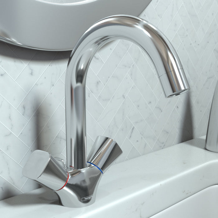 hansgrohe Logis Single-Hole Faucet 150 with Swivel Spout and Pop-Up Drain, 1.2 GPM, chrome - view 2