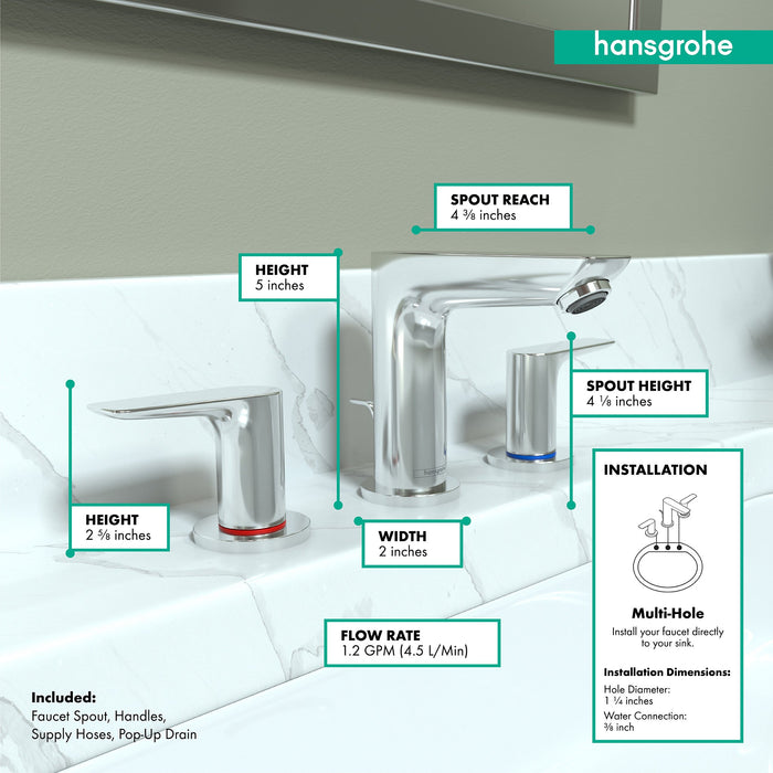 hansgrohe Talis E Widespread Faucet 150 with Pop-Up Drain, 1.2 GPM