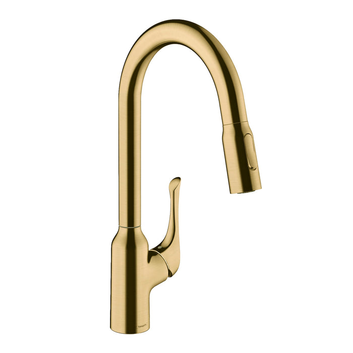 hansgrohe Allegro N HighArc Kitchen Faucet, 2-Spray Pull-Down, 1.75 GPM, brushed gold optic