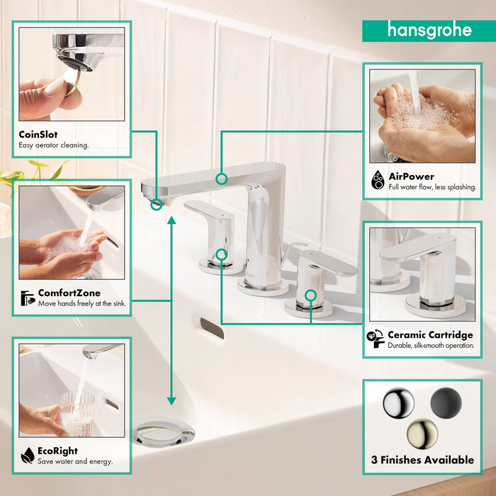 hansgrohe Rebris S Widespread Faucet 110 with Pop-Up Drain, 1.2 GPM, chrome - view 2