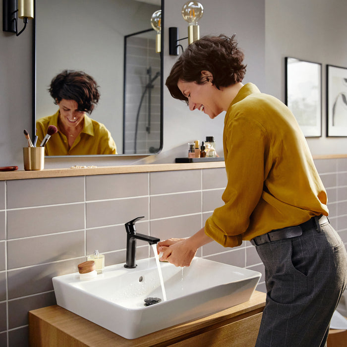 hansgrohe Rebris E Single-Hole Faucet 110 with Pop-Up Drain, 1.2 GPM, matte black - view 3
