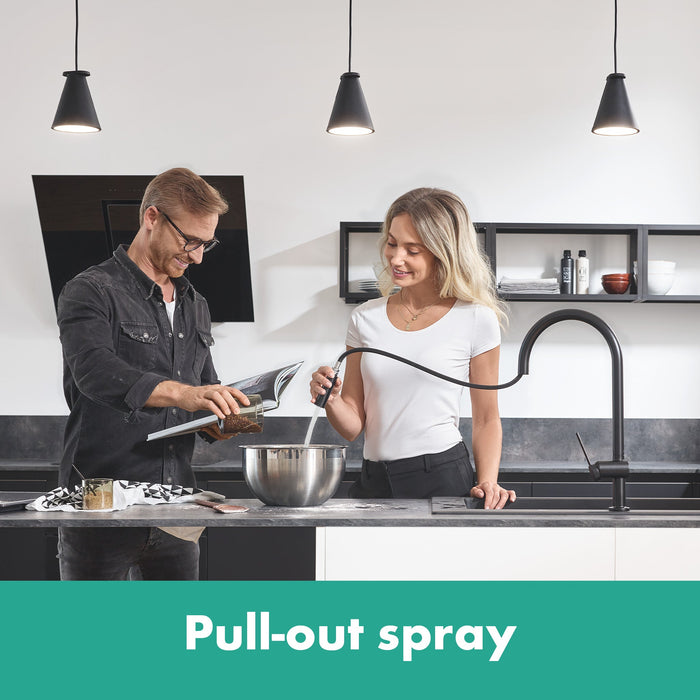 hansgrohe Talis N HighArc Kitchen Faucet, O-Style 2-Spray Pull-Down, 1.75 GPM, matte black - view 5