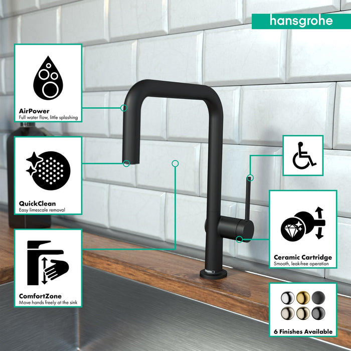 hansgrohe Talis N Kitchen Faucet, U-Style 1-Spray, 1.75 GPM, matte black - view 3