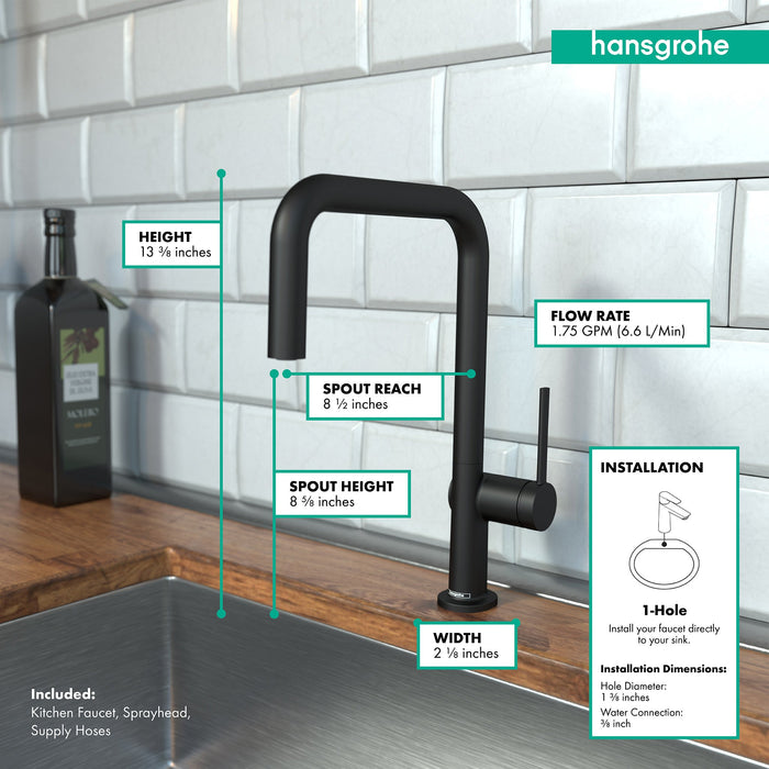 hansgrohe Talis N Kitchen Faucet, U-Style 1-Spray, 1.75 GPM, matte black - view 4