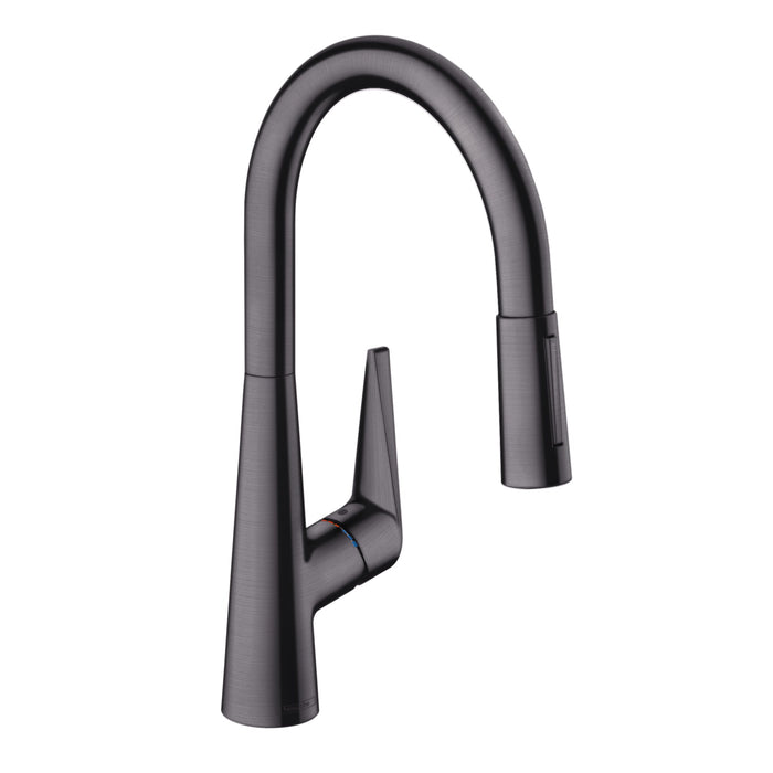 hansgrohe Talis S HighArc Kitchen Faucet, 2-Spray Pull-Down, 1.75 GPM, brushed black chrome