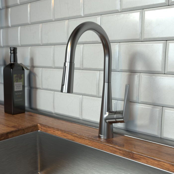 hansgrohe Talis S HighArc Kitchen Faucet, 2-Spray Pull-Down, 1.75 GPM, brushed black chrome - view 2