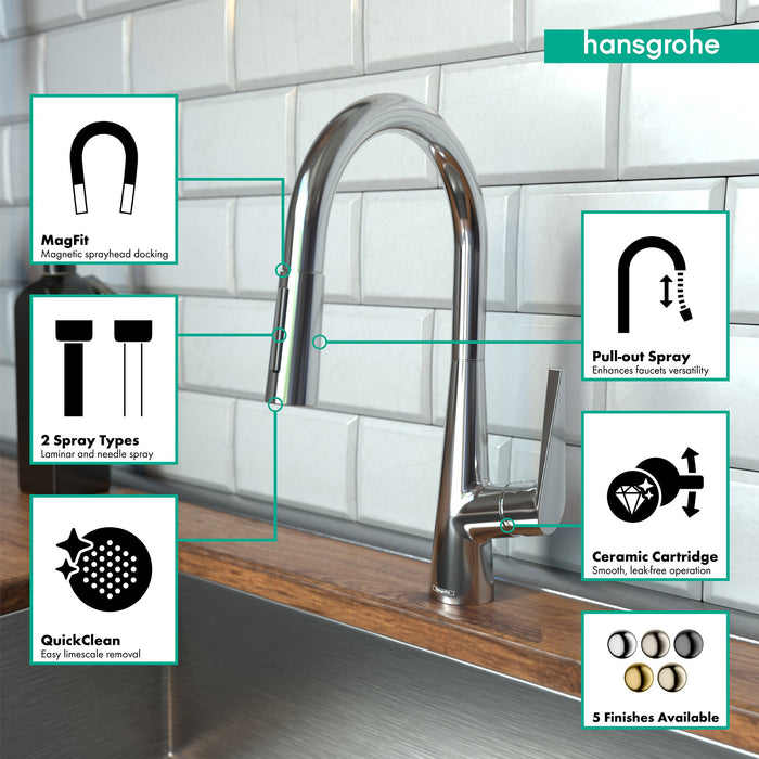 hansgrohe Talis S HighArc Kitchen Faucet, 2-Spray Pull-Down, 1.75 GPM, chrome - view 3