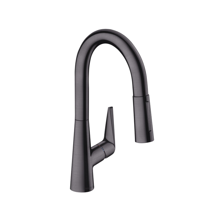 hansgrohe Talis S Prep Kitchen Faucet, 2-Spray Pull-Down, 1.75 GPM, brushed black chrome