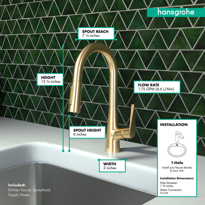 hansgrohe Talis S Prep Kitchen Faucet, 2-Spray Pull-Down, 1.75 GPM, brushed gold optic - view 4