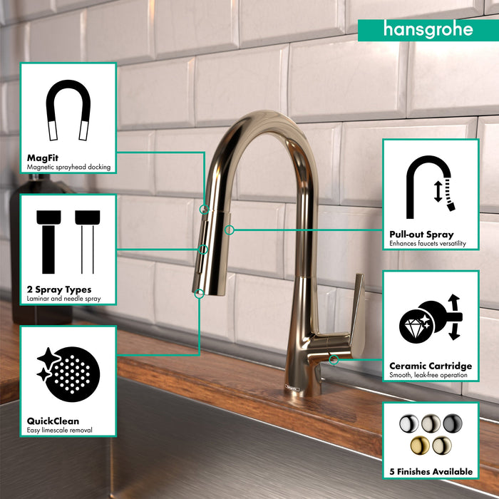 hansgrohe Talis S Prep Kitchen Faucet, 2-Spray Pull-Down, 1.75 GPM, polished nickel - view 3