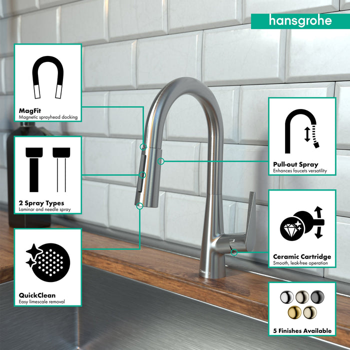 hansgrohe Talis S Prep Kitchen Faucet, 2-Spray Pull-Down, 1.75 GPM, stainless steel optic - view 3