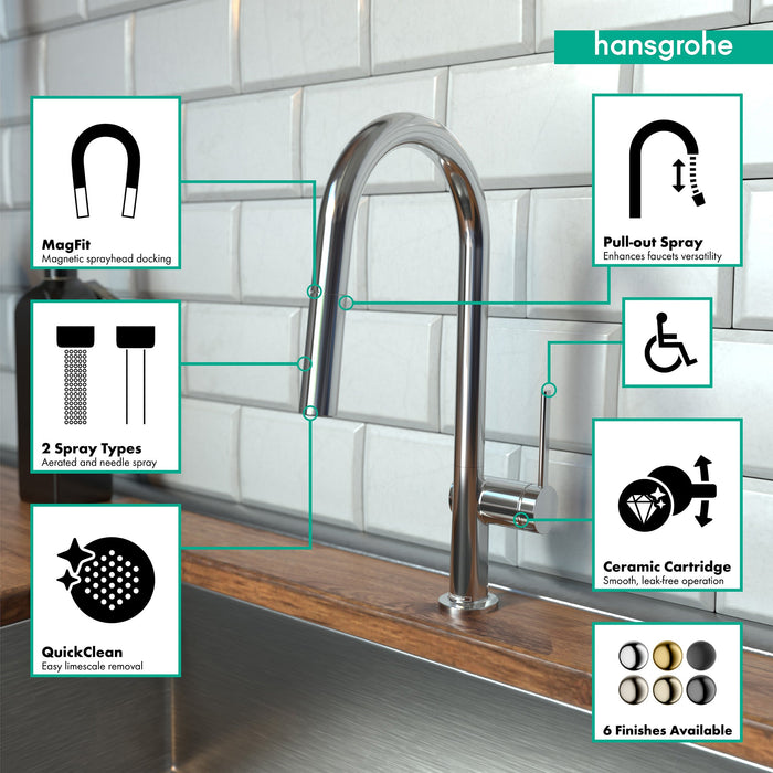 hansgrohe Talis N HighArc Kitchen Faucet, A-Style 2-Spray Pull-Down, 1.75 GPM, chrome - view 3