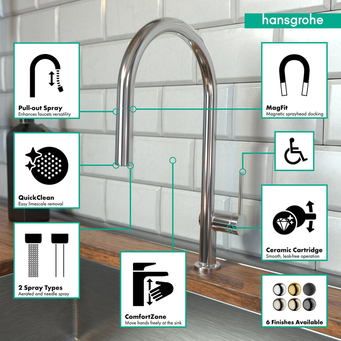 hansgrohe Talis N HighArc Kitchen Faucet, O-Style 2-Spray Pull-Down, 1.5 GPM, chrome - view 2