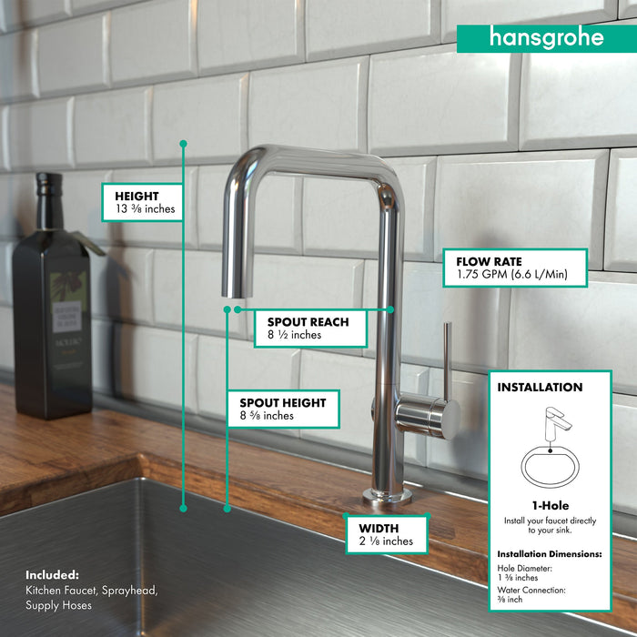 hansgrohe Talis N Kitchen Faucet, U-Style 1-Spray, 1.5 GPM, chrome - view 4