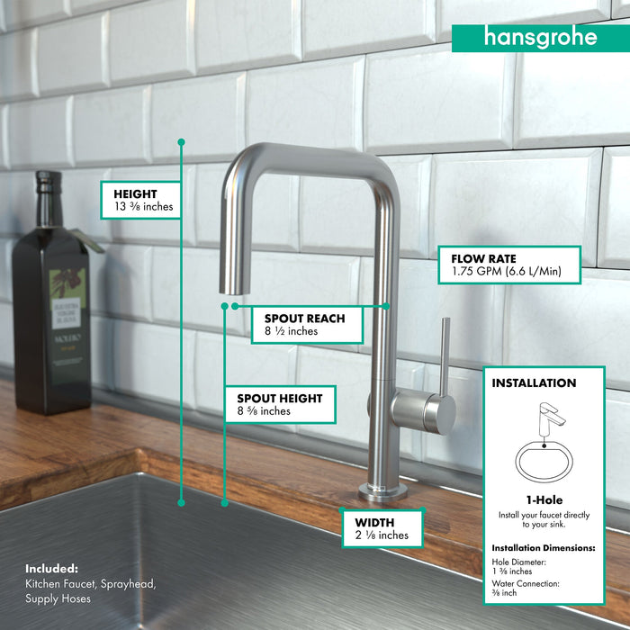 hansgrohe Talis N Kitchen Faucet, U-Style 1-Spray, 1.5 GPM, stainless steel optic - view 4