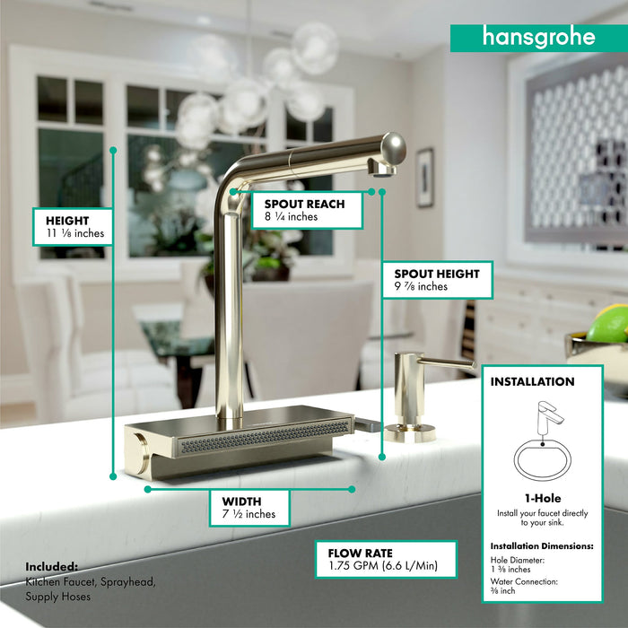 hansgrohe Aquno Select Kitchen Faucet, 2-Spray Pull-Out, 1.75 GPM