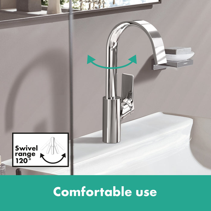 hansgrohe Vivenis Single-hole Faucet 210 with Swivel Spout and Pop-Up Drain, 1.2 GPM, brushed nickel - view 4
