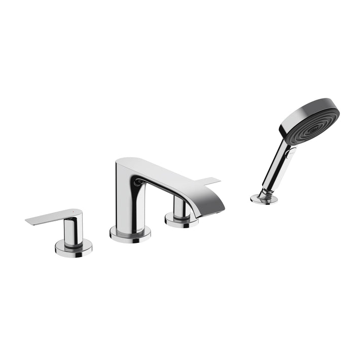 hansgrohe Vivenis 4-Hole Roman Tub Set Trim with 1.75 GPM Handshower, chrome