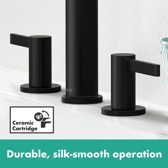 hansgrohe Finoris Wide-spread Faucet 160 with Pop-up Drain, 1.2 GPM, matte black - view 4