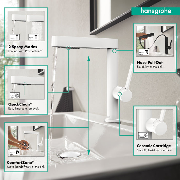hansgrohe Finoris Single-Hole Faucet 230 with 2-Spray Pull-Out, 1.2 GPM, matte white - view 3