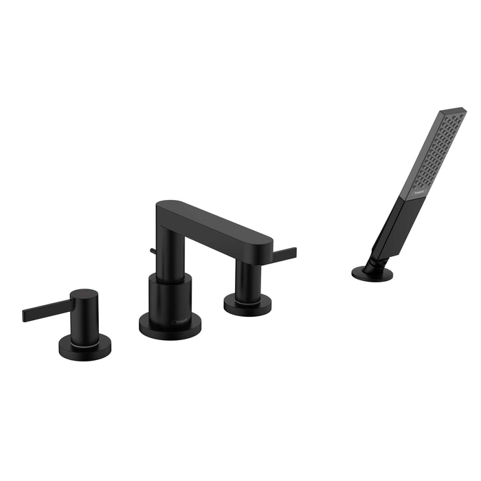 hansgrohe Finoris 4-Hole Roman Tub Set Trim with 1.75 GPM Handshower, matte black